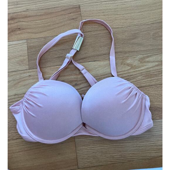 Victoria's Secret Bombshell Miraculous Push Up Cross Back Bikini Top 36B Pink - Picture 2 of 10